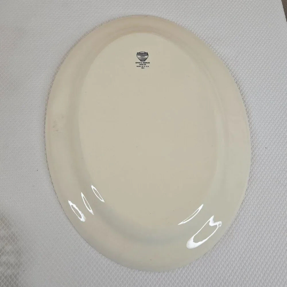 Vintage Edwin Knowles Semi Vitreous China Floral Oval Platter 13